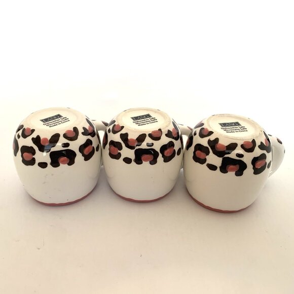 Lang Design Ceramic Espresso Mug Coffee Tea Set of 3 Face Animal Print Demitasse - Picture 9 of 11